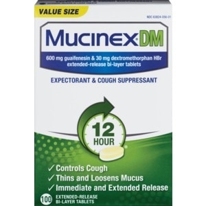 slide 1 of 1, Mucinexâ Dm - Extended Release Bi-Layer Tablets 12/100 Ct, 100 ct