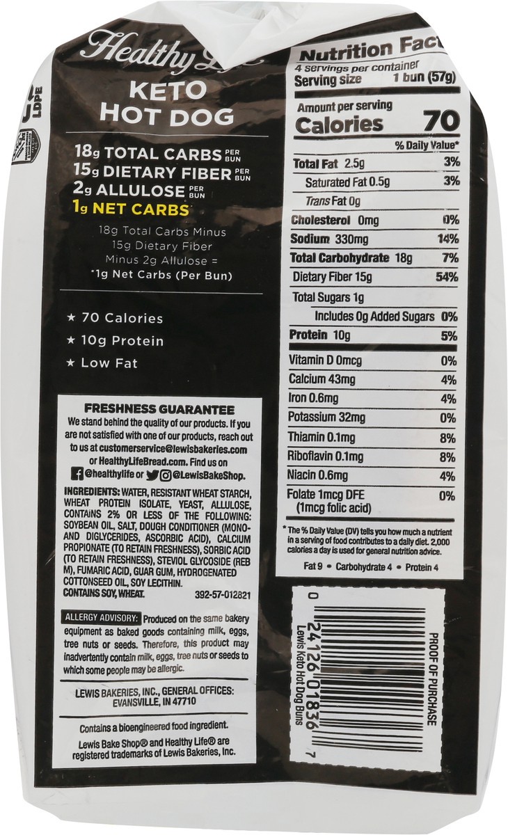 slide 6 of 12, Healthy Life Keto Hot Dog Buns 4 ea, 4 ct