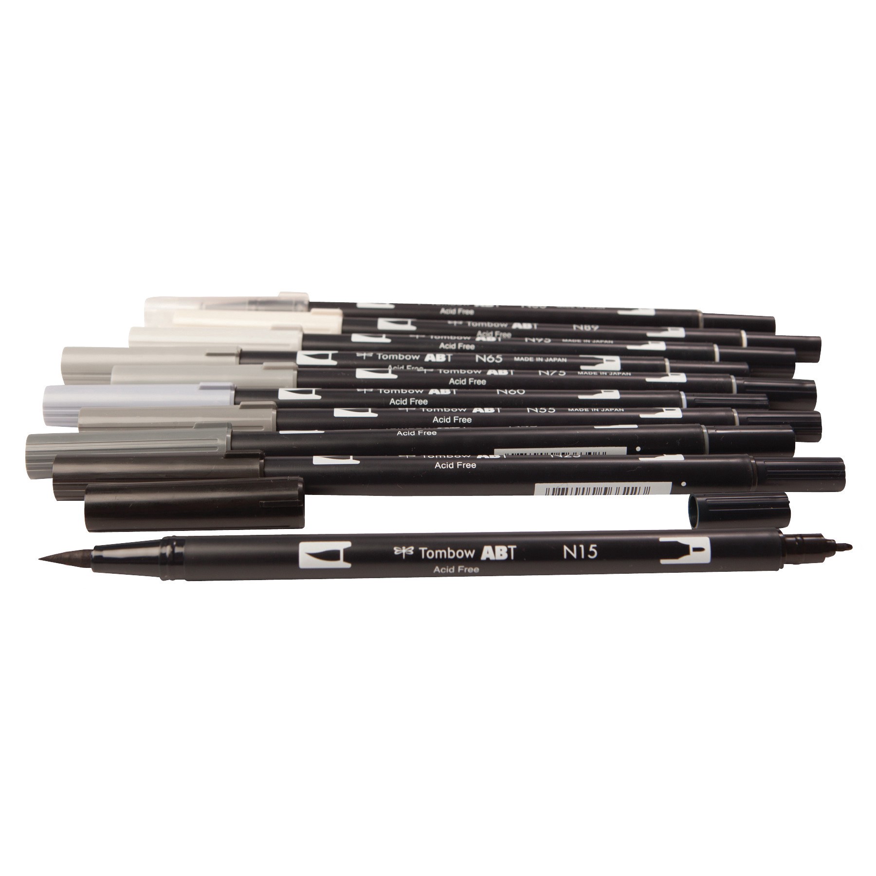 slide 2 of 8, Tombow Grayscale Palette Dual Brush Pen Set, includes 10 ct
