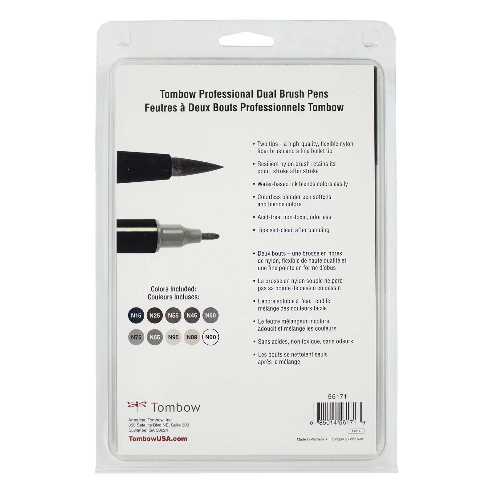 slide 4 of 8, Tombow Grayscale Palette Dual Brush Pen Set, includes 10 ct