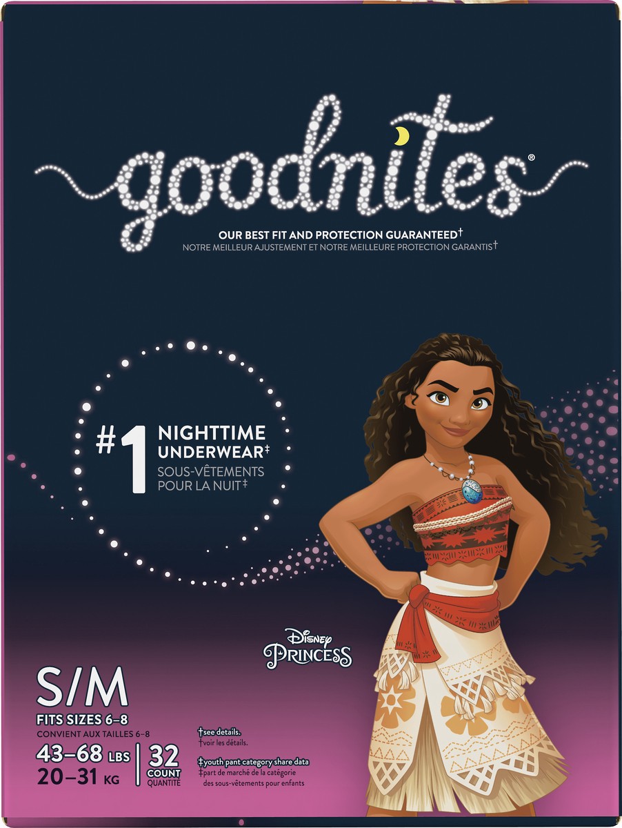 slide 5 of 10, GoodNites Girls' Nighttime Bedwetting Underwear, S/M (43-68 lb.), 32 Ct, 32 ct