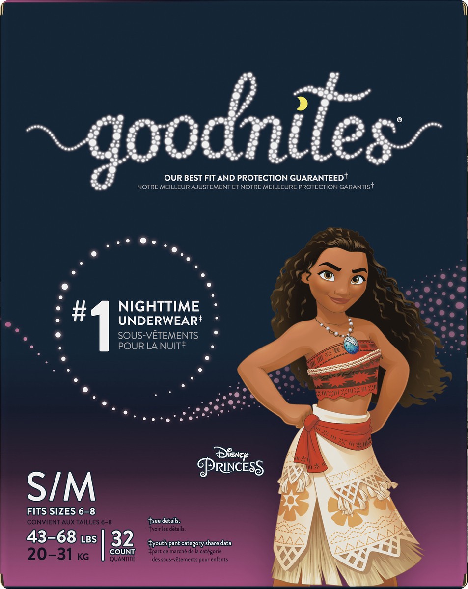 slide 6 of 10, GoodNites Girls' Nighttime Bedwetting Underwear, S/M (43-68 lb.), 32 Ct, 32 ct