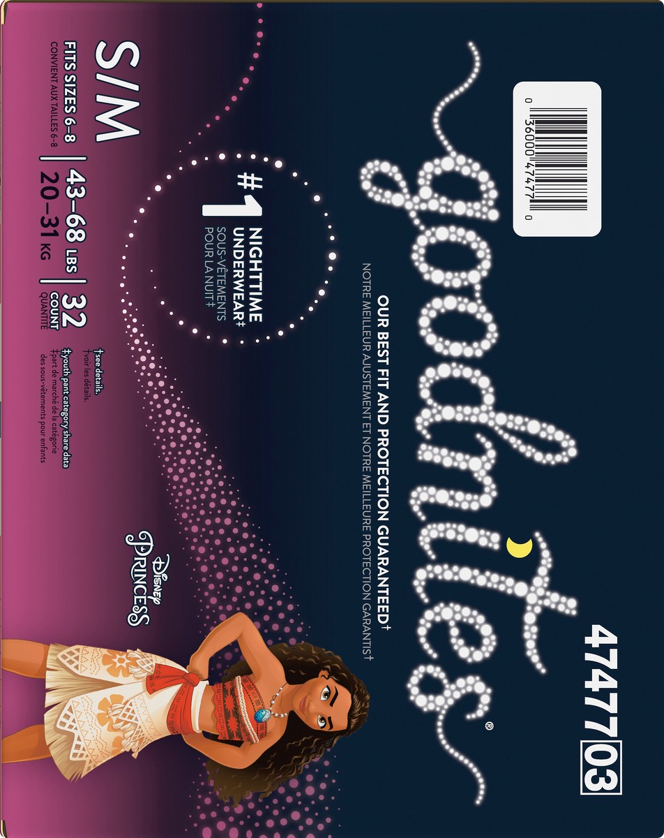 slide 9 of 10, GoodNites Girls' Nighttime Bedwetting Underwear, S/M (43-68 lb.), 32 Ct, 32 ct