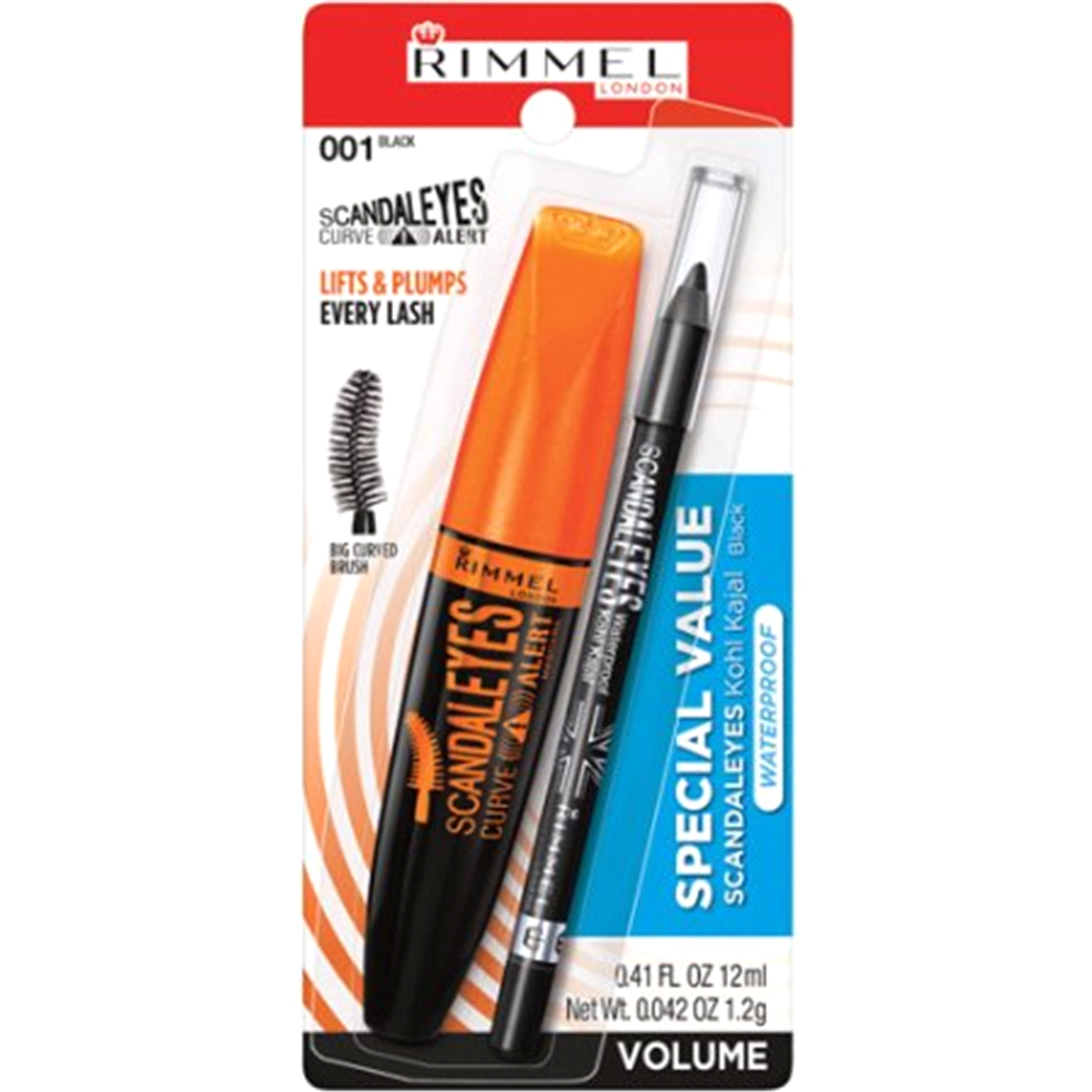 slide 1 of 1, Rimmel Curve Alert Waterproof Mascara + Eye Liner 001 Black, 1 ct