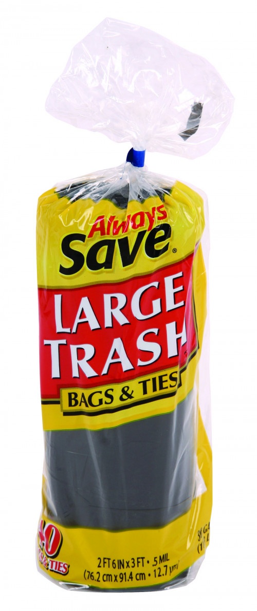 slide 1 of 1, Always Save Trash Bags Ties, 40 ct; 30 gal