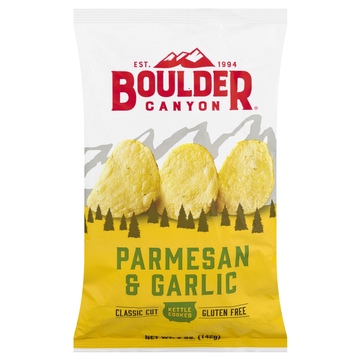 slide 1 of 1, Boulder Canyon Parmesan Garlic Kettle Cooked Potato Chips, 5 oz