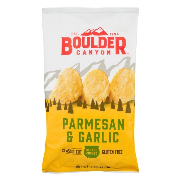 slide 1 of 1, Boulder Canyon Parmesan Garlic Kettle Cooked Potato Chips, 5 oz