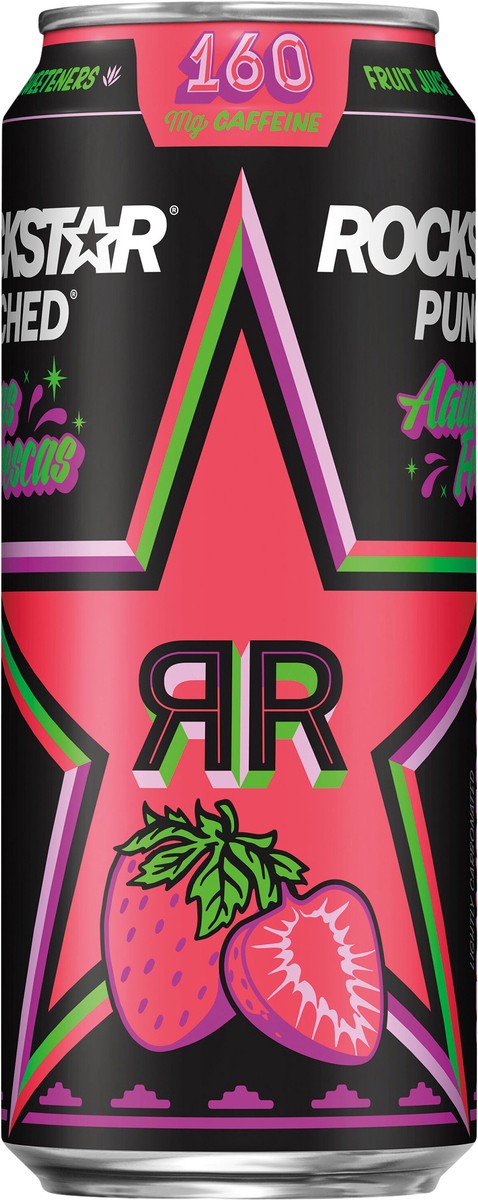 slide 2 of 4, Rockstar Punched Energy Drink Aguas Frescas Strawberry 16 Fl Oz, 16 oz