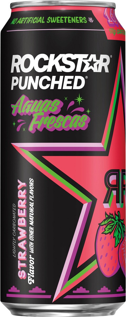 slide 3 of 4, Rockstar Punched Energy Drink Aguas Frescas Strawberry 16 Fl Oz, 16 oz