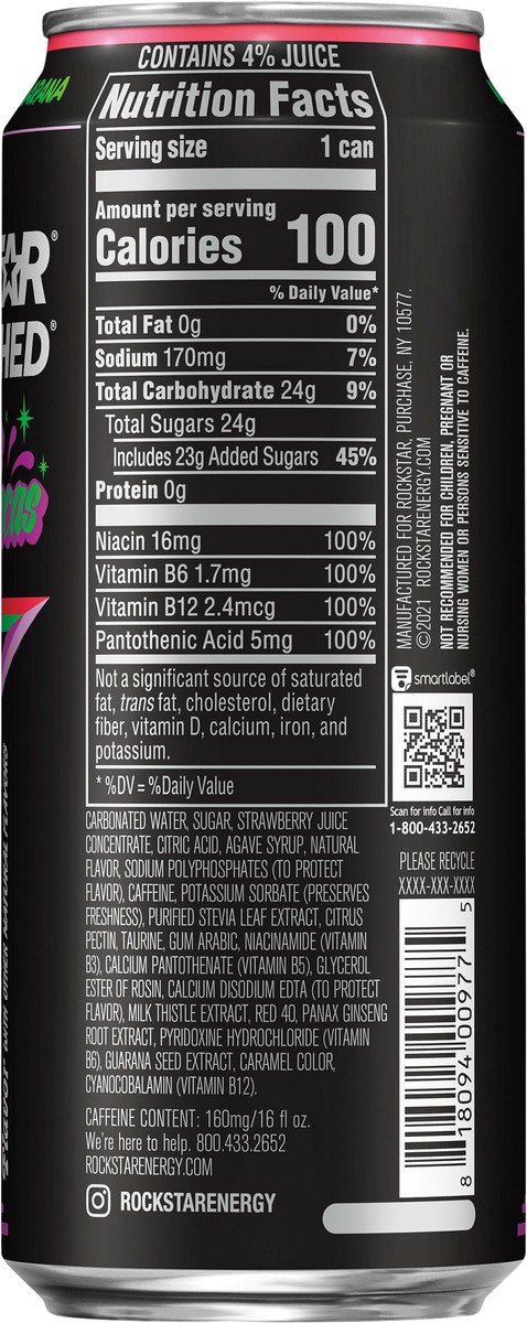slide 4 of 4, Rockstar Punched Energy Drink Aguas Frescas Strawberry 16 Fl Oz, 16 oz