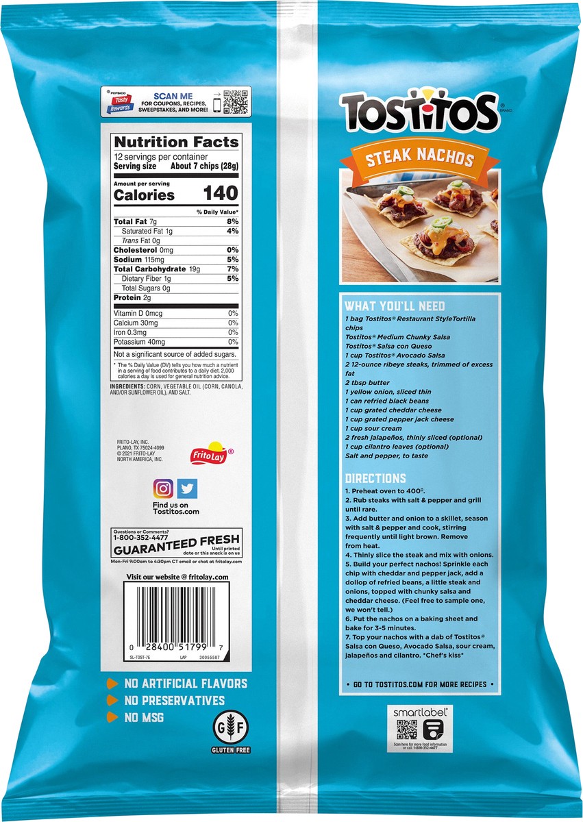 slide 8 of 8, Tostitos Tortilla Chips, Original, Restaurant Style, 12 oz