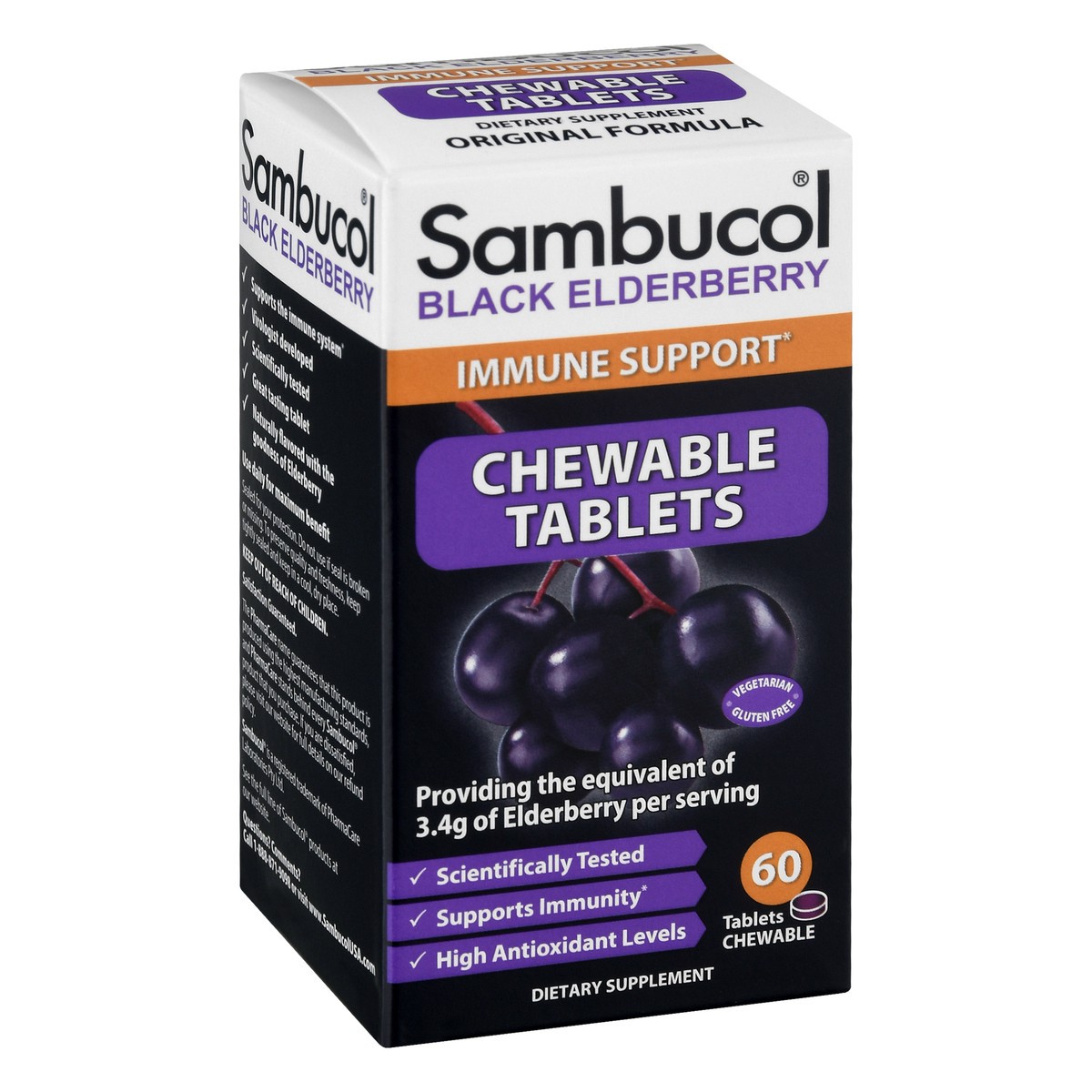 slide 9 of 9, Sambucol Chewable Tablets Black Elderberry 60 ea, 60 ct