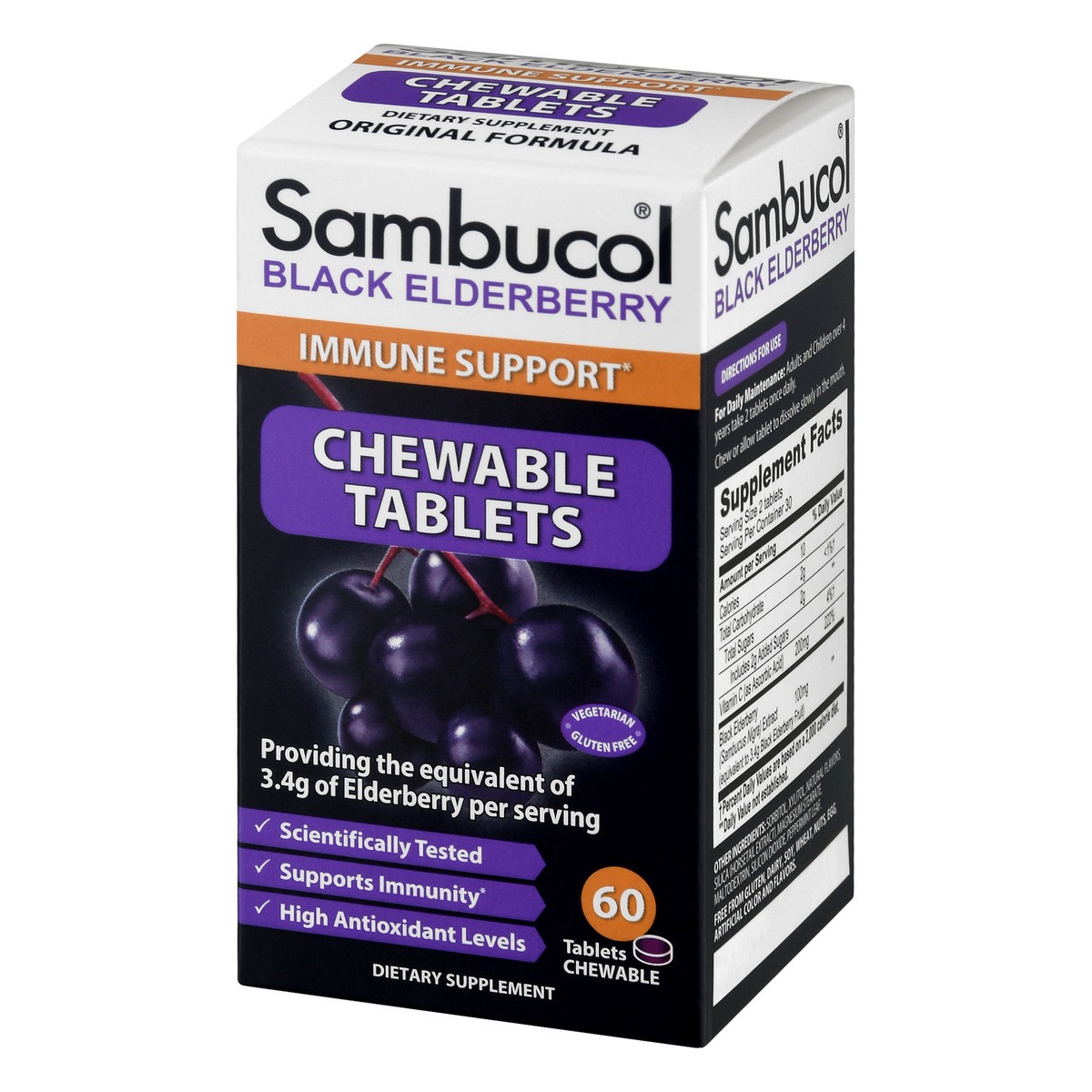 slide 8 of 9, Sambucol Chewable Tablets Black Elderberry 60 ea, 60 ct