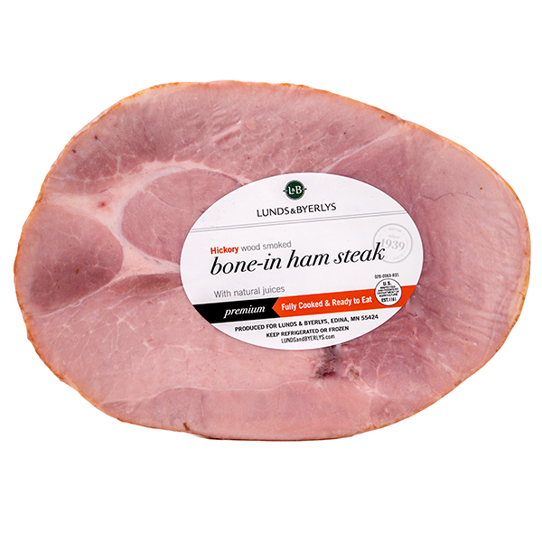 slide 1 of 1, L&B Bone-In Ham Steak, per lb