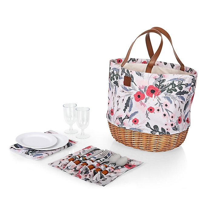 slide 2 of 7, Picnic Time Promenade Picnic Basket - Floral Pink, 1 ct