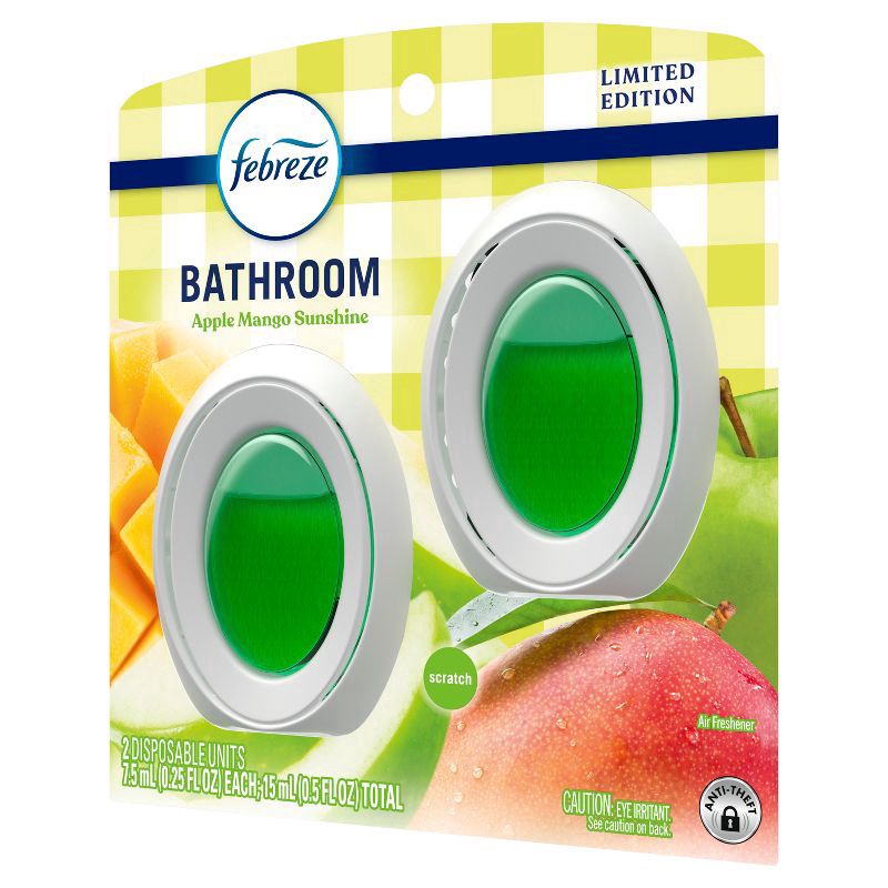 slide 10 of 10, Febreze Bathroom Air Freshener - Apple Mango and Sunshine - 8.8 fl oz/2ct, 2 ct; 8.8 fl oz