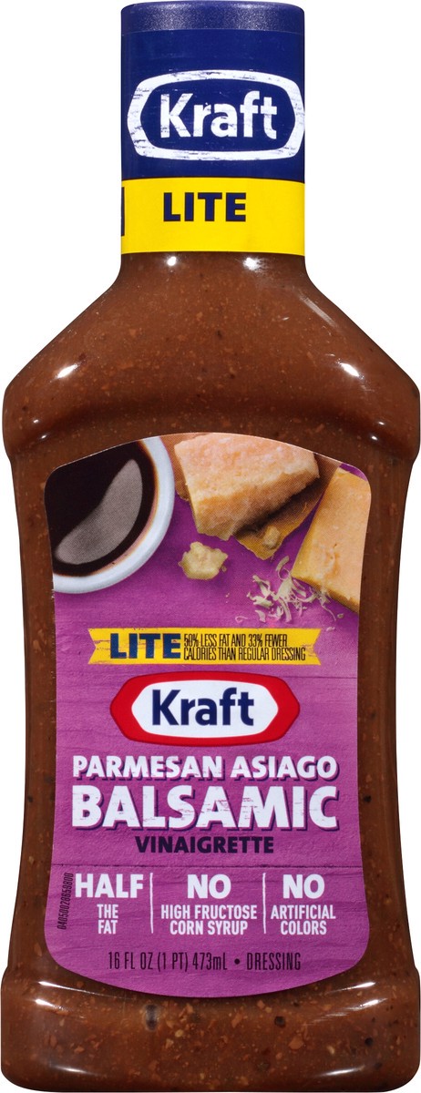 slide 9 of 14, KRAFT Parmesan Asiago Balsamic Vinaigrette Light Dressing 16 oz Bottle, 16 fl oz