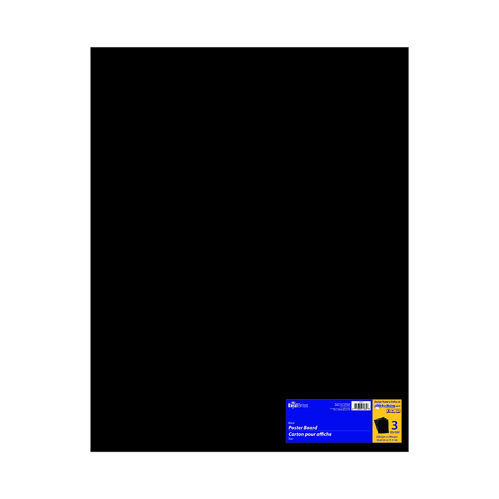 slide 1 of 1, Royal Brites Black Poster Board, 3 ct; 22 in x 28 in