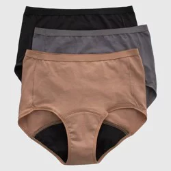 Hanes Women's Fresh And Dry Moderate Period Underwear Brief 3 Pack - Assorted