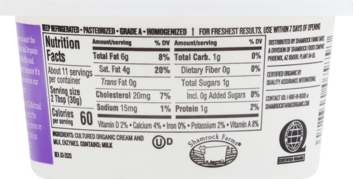 slide 5 of 9, Shamrock Farms Organic Sour Cream 12 oz, 12 oz