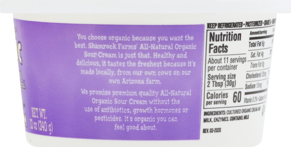 slide 8 of 9, Shamrock Farms Organic Sour Cream 12 oz, 12 oz