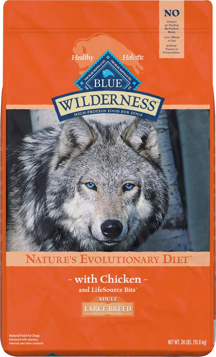 slide 5 of 13, Blue Buffalo Wilderness High Protein, Natural Adult Large Breed Dry Dog Food, Chicken 24-lb, 24 lb