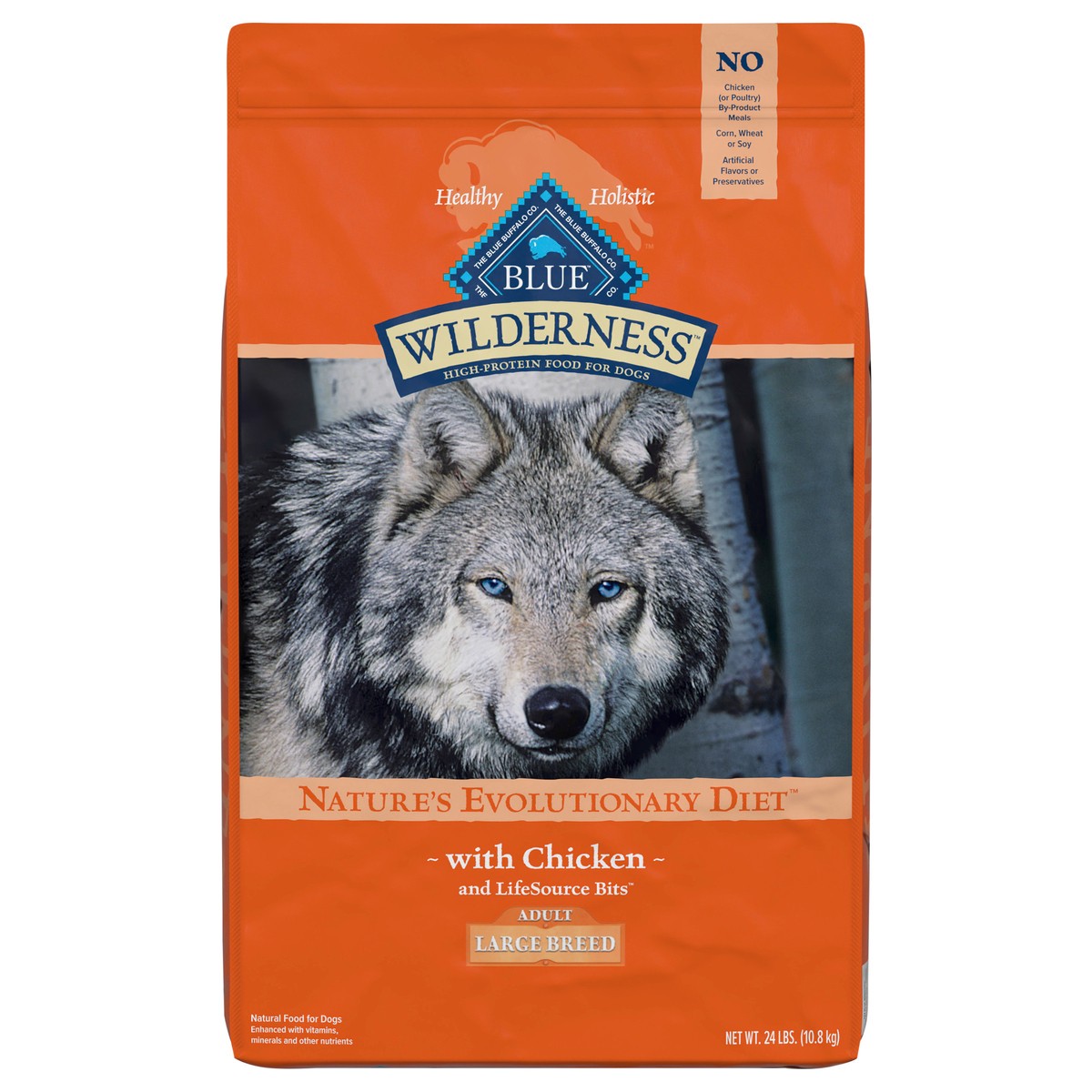 slide 8 of 13, Blue Buffalo Wilderness High Protein, Natural Adult Large Breed Dry Dog Food, Chicken 24-lb, 24 lb