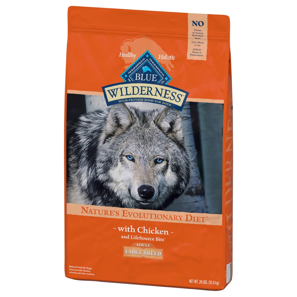 slide 9 of 13, Blue Buffalo Wilderness High Protein, Natural Adult Large Breed Dry Dog Food, Chicken 24-lb, 24 lb