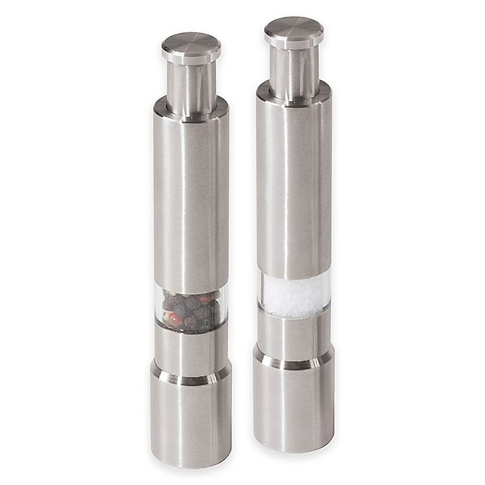 slide 1 of 1, Oggi Stainless Steel Spring Action Salt and Pepper Mills, 1 ct