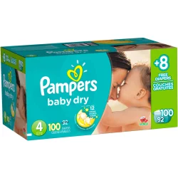 Pampers Baby Dry with Bonus Pack Diapers Size 4
