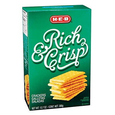 slide 1 of 1, H-E-B Rich &amp; Crisp Crackers, 16 oz