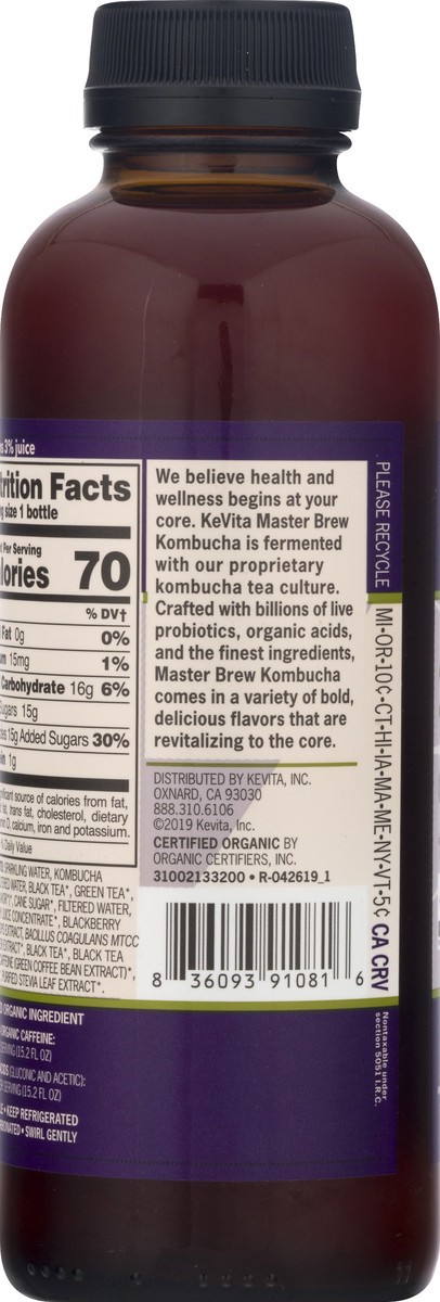 slide 5 of 9, KeVita Master Brew Organic Blackberry hops Kombucha 15.2 oz, 15.2 fl oz