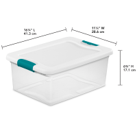 slide 14 of 17, Sterilite Latching Storage Box - Clear/White, 15 qt