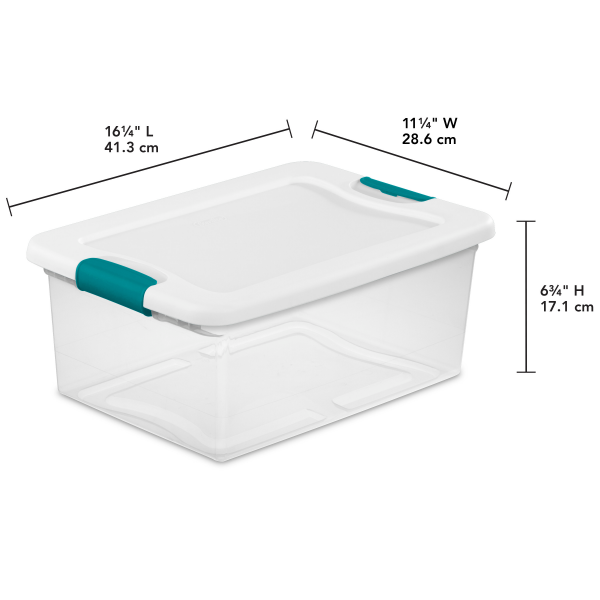 slide 16 of 17, Sterilite Latching Storage Box - Clear/White, 15 qt