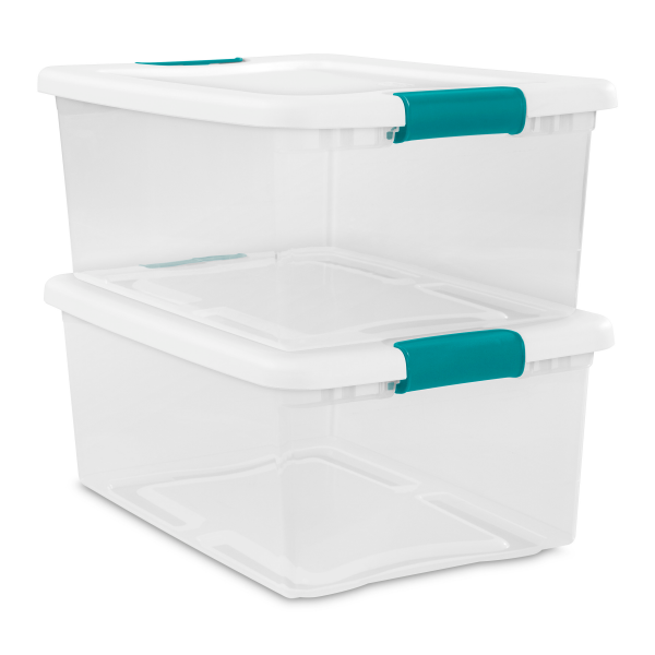slide 3 of 17, Sterilite Latching Storage Box - Clear/White, 15 qt