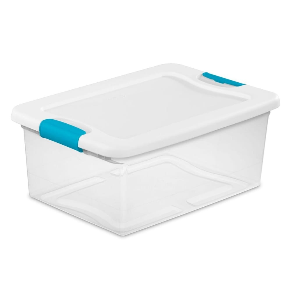 slide 1 of 1, Sterilite Latching Storage Box - Clear/White, 15 qt