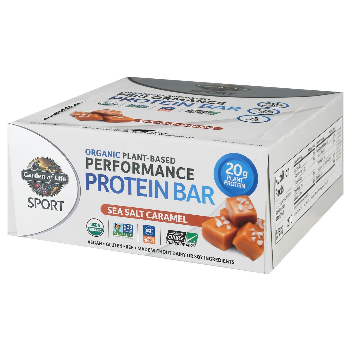 slide 3 of 11, Garden of Life Sport Organic Plant-Based 12 Pack Performance Sea Salt Caramel Protein Bar 12 ea, 12 ct