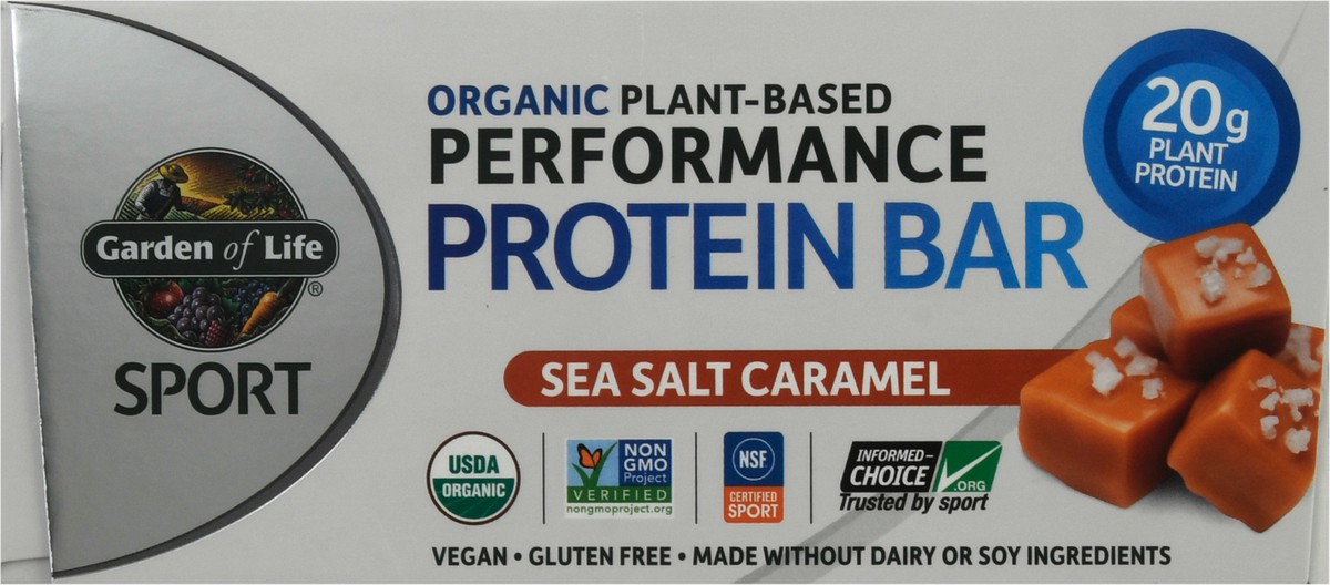 slide 4 of 11, Garden of Life Sport Organic Plant-Based 12 Pack Performance Sea Salt Caramel Protein Bar 12 ea, 12 ct