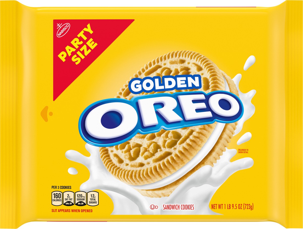 slide 6 of 9, Oreo Golden OREO Party Size Sandwich Cookies, 25.5 oz