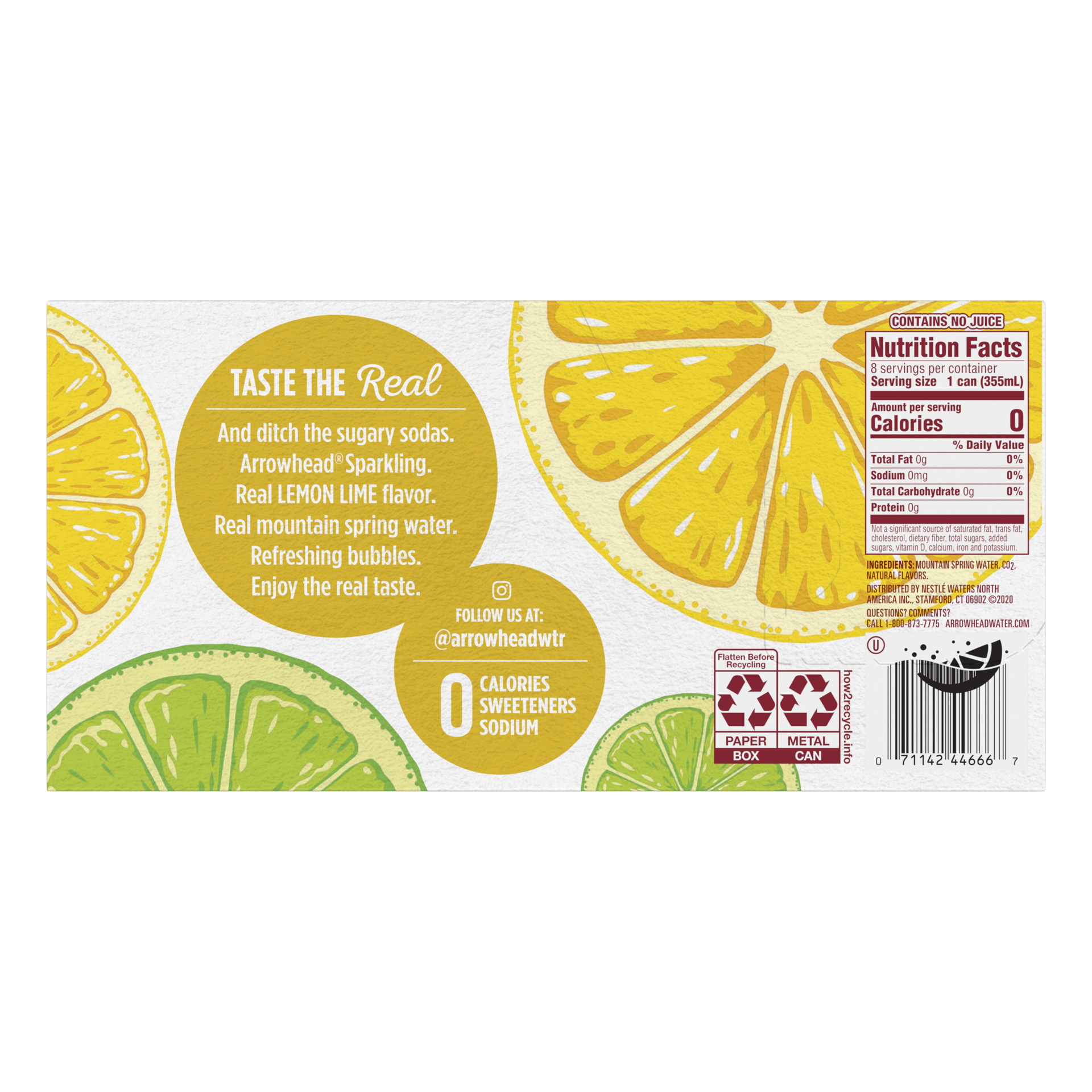 slide 3 of 5, Arrowhead Sparkling Water, Lemon Lime- 12 oz, 12 oz