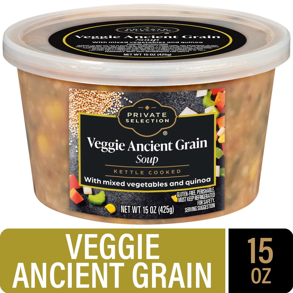 slide 1 of 5, Private Selection Veggie Ancient Grain Soup, 15 oz, 15 oz