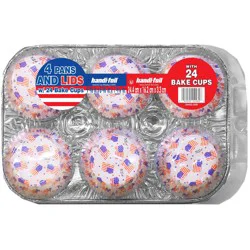 Muffin Pans with Flag Bake Cups and Lids - 4 Pack