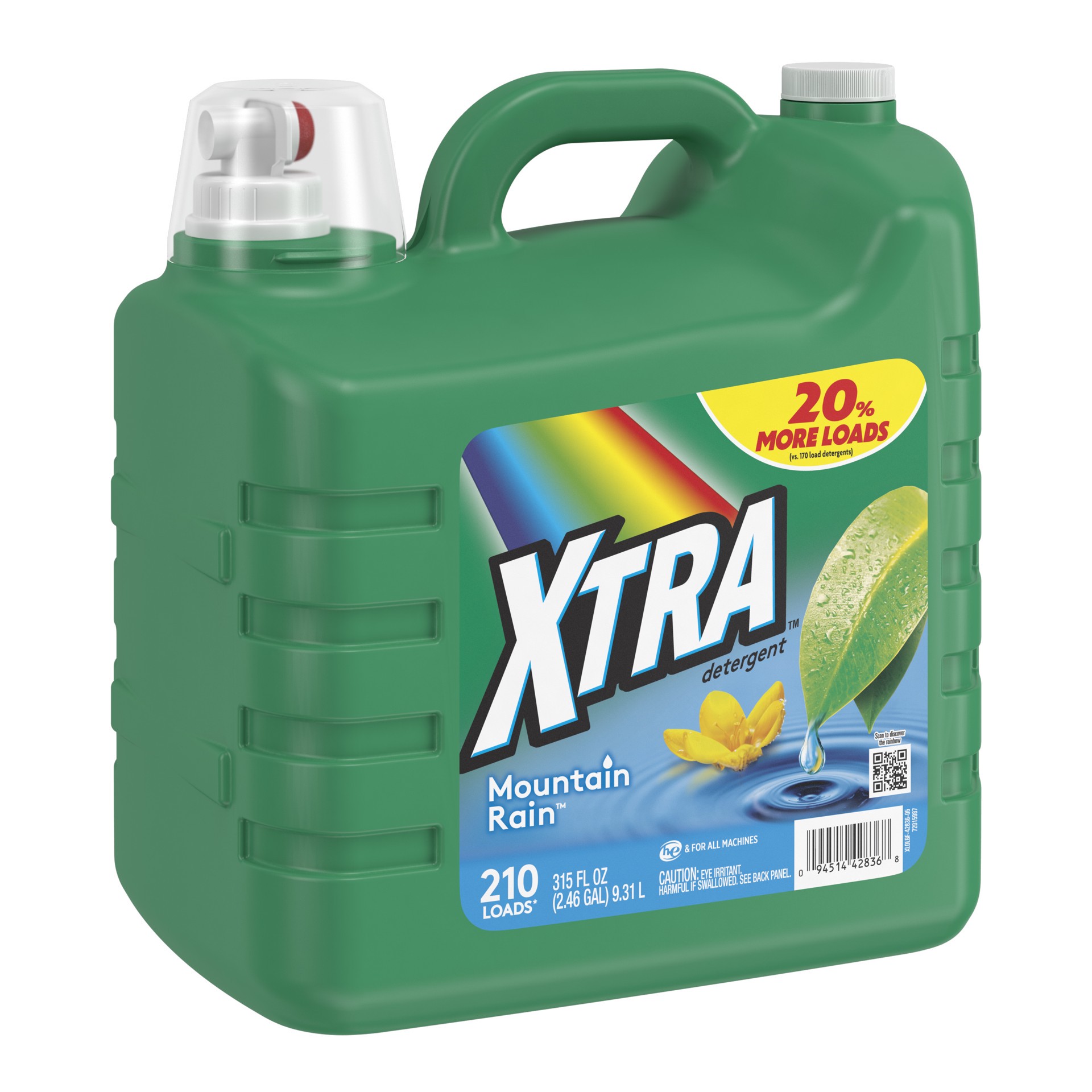 slide 6 of 8, Xtra Liquid Laundry Detergent, Mountain Rain, 315oz, 315 fl oz