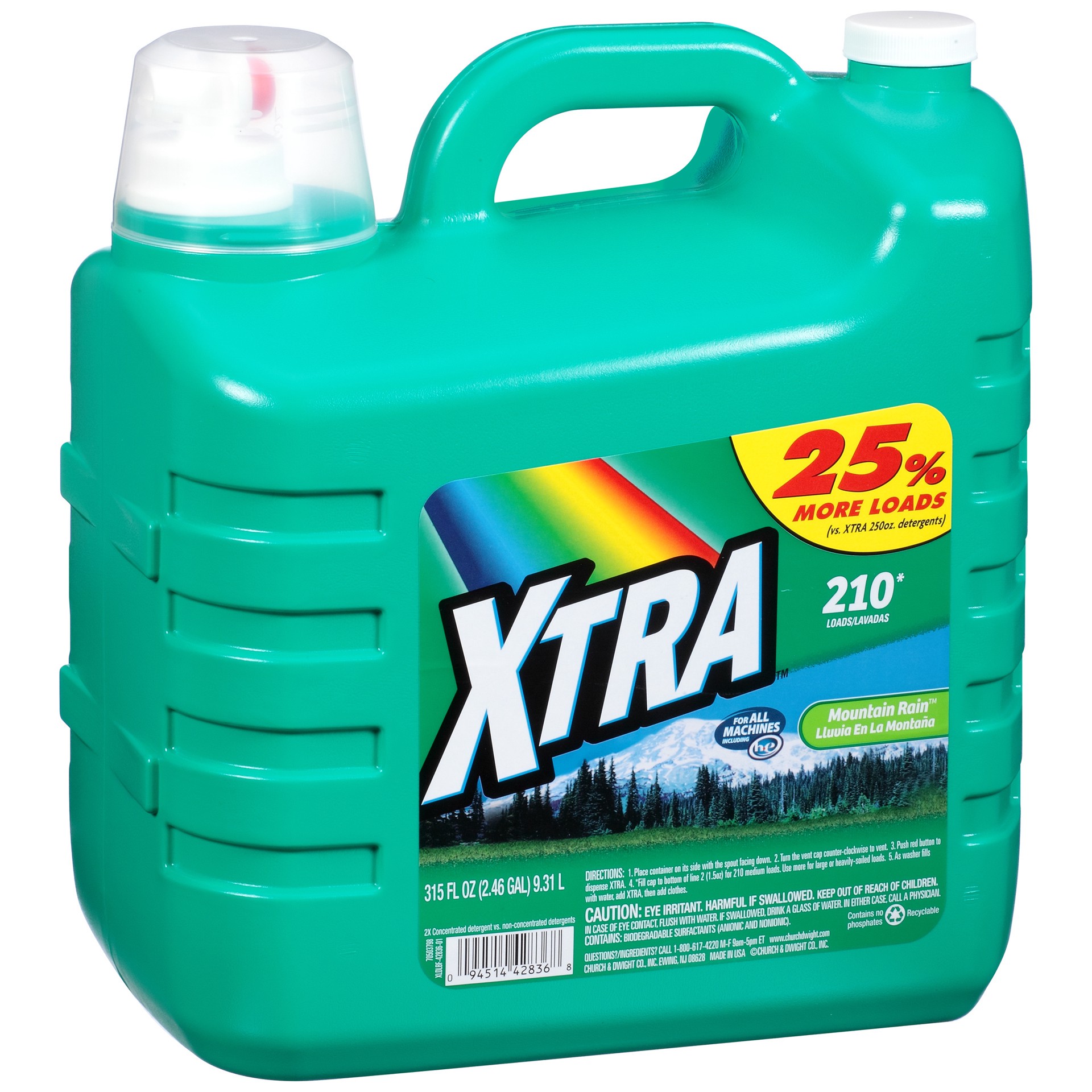 slide 8 of 8, Xtra Liquid Laundry Detergent, Mountain Rain, 315oz, 315 fl oz