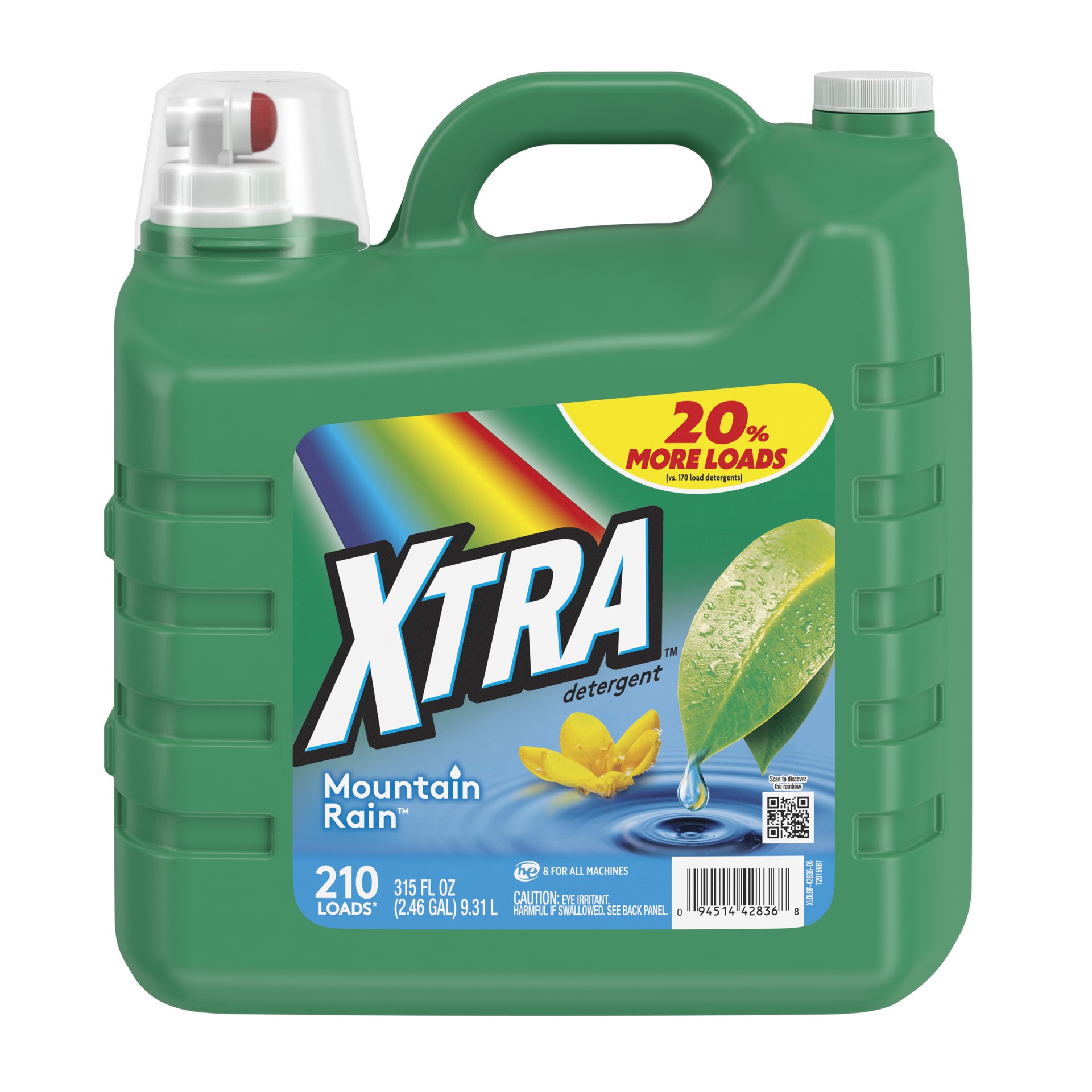 slide 1 of 8, Xtra Liquid Laundry Detergent, Mountain Rain, 315oz, 315 fl oz