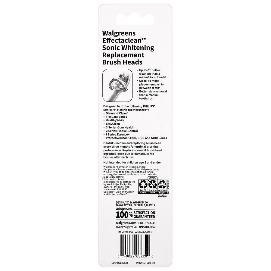 slide 3 of 5, Walgreens Effectaclean Sonic Whitening Brush Heads, 3 ct