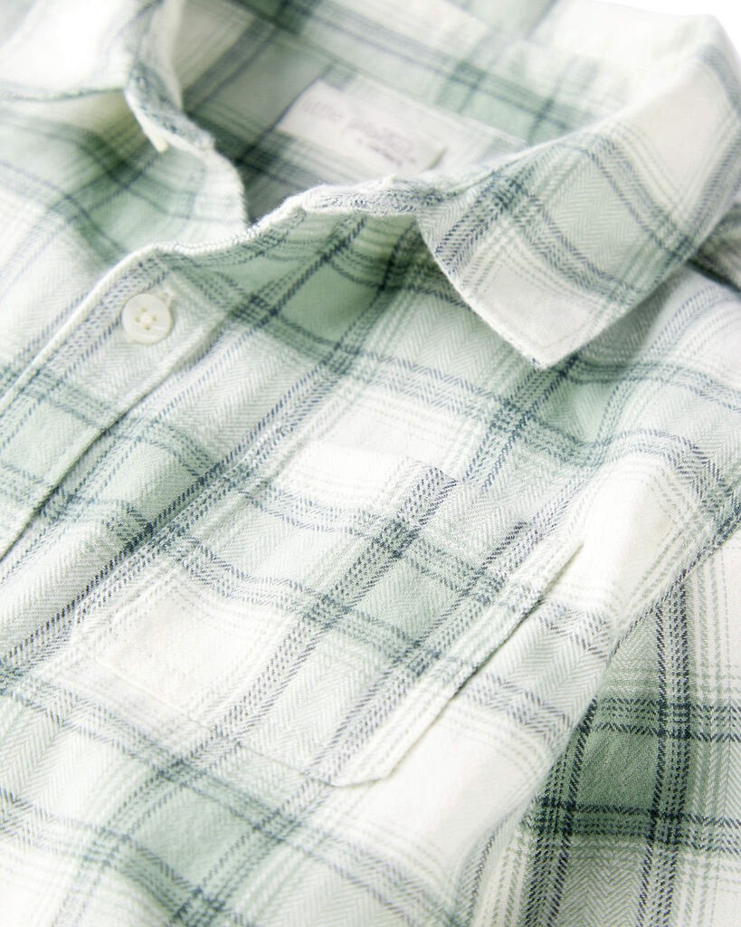 slide 2 of 3, Littleplanet Kid Organic Cotton Herringbone Button-Front Shirt in Plaid Green, Ivory 8, 1 ct
