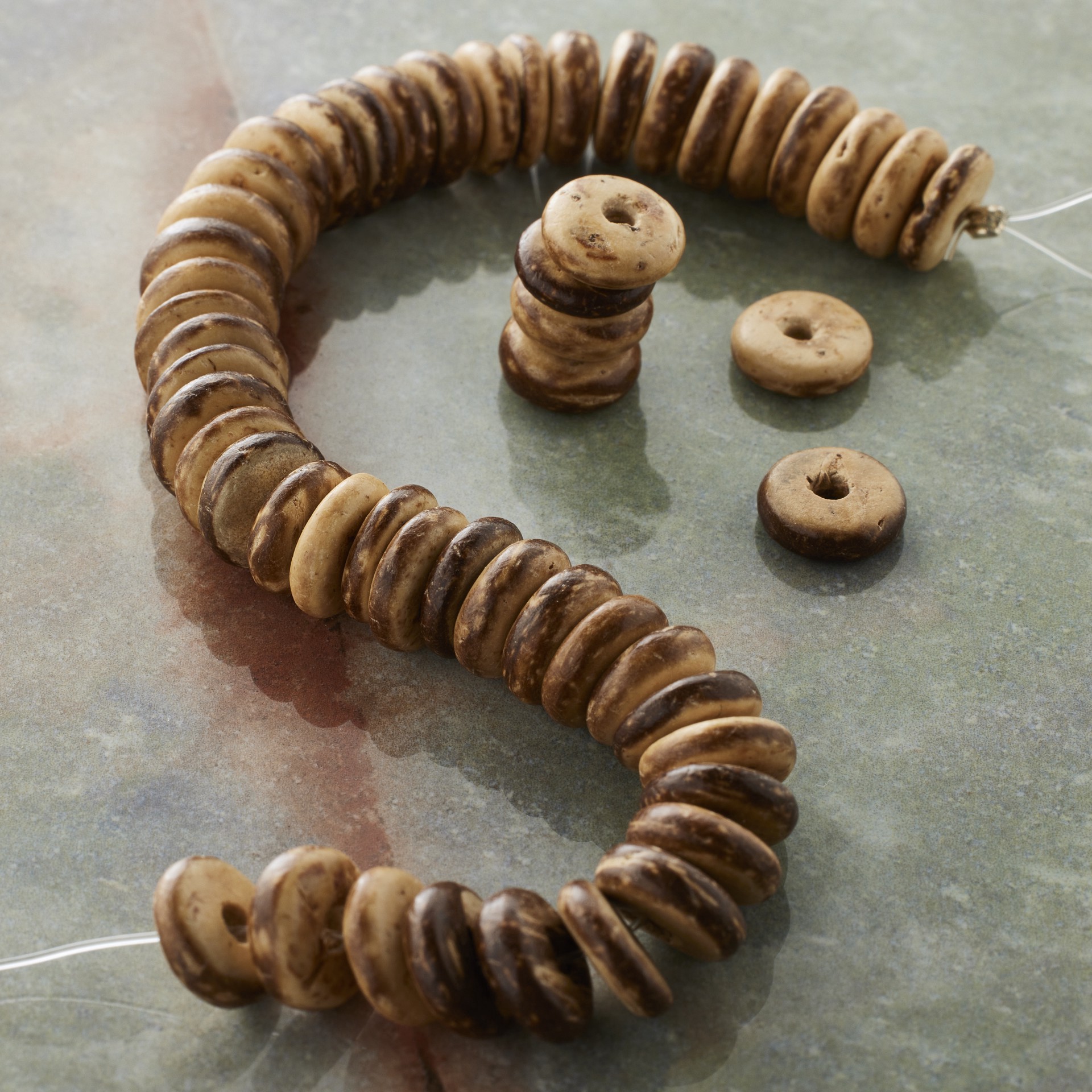 slide 2 of 3, Light Brown Wood Coconut Wood Heishi Beads, 10mm By Bead Landing, 10mm