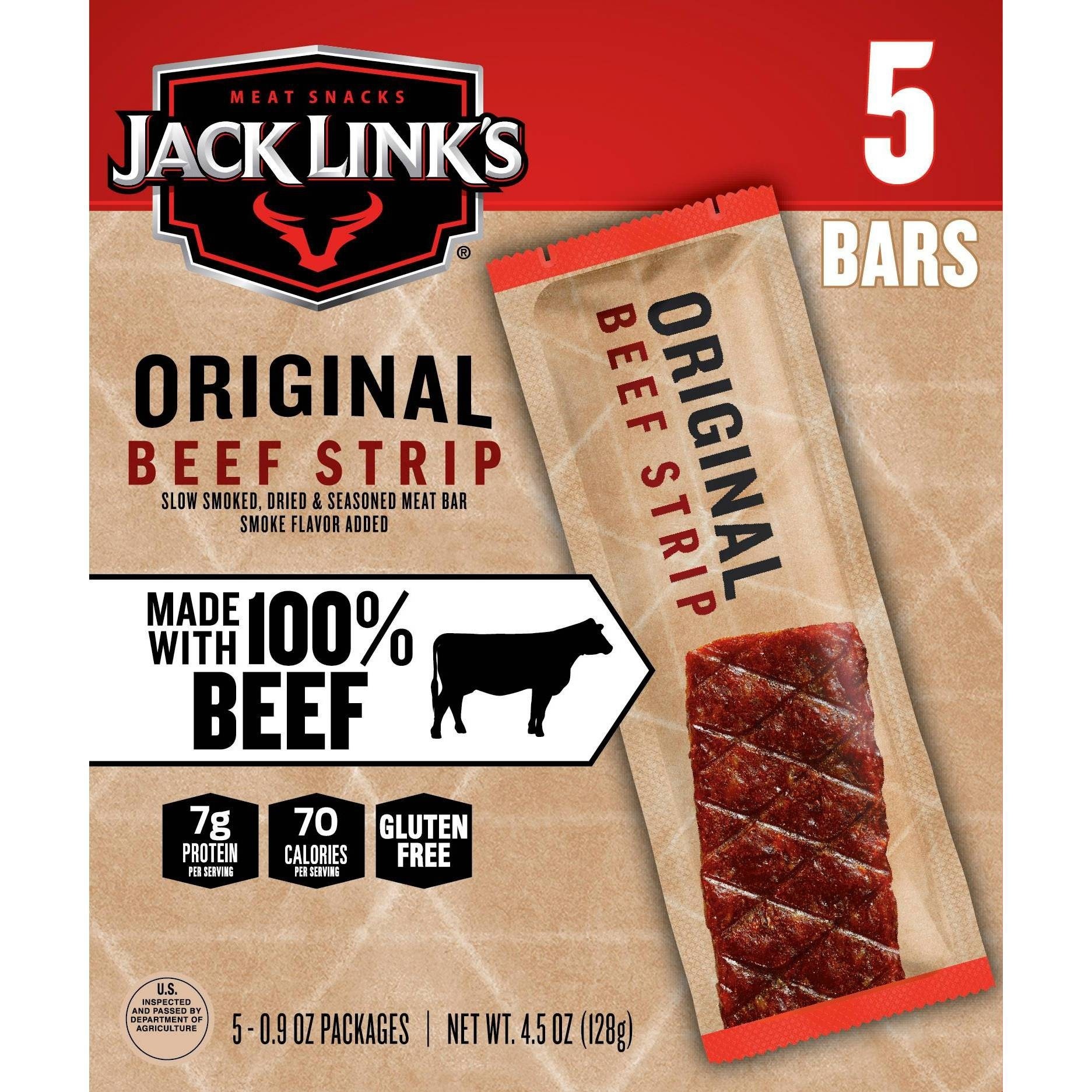 slide 1 of 2, Jack Link's Original Beef Strips, 5 ct; 0.9 oz
