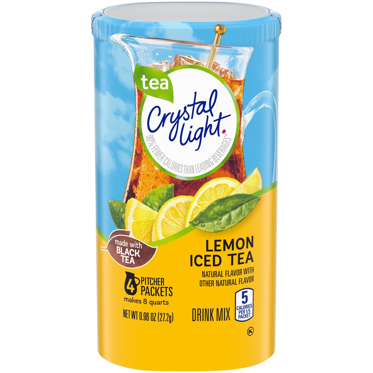 slide 1 of 5, Crystal Light Lemon Iced Tea Drink Mix, 0.96 oz